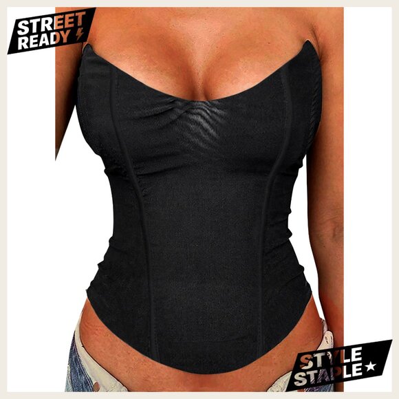 Mesh Corset Top Strapless Bustier Slim Fit Summer Party Club